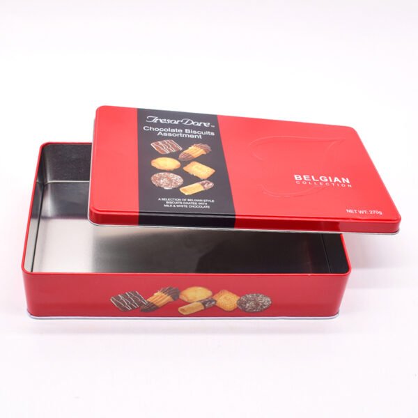 Empty Chocolate Tin Box with Embossed Design - Image 2