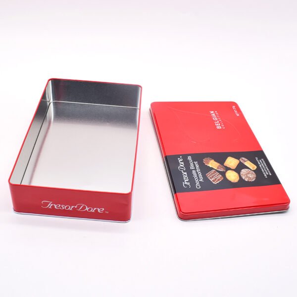 Empty Chocolate Tin Box with Embossed Design - Image 3