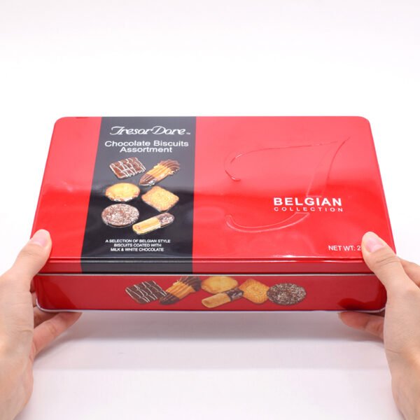 Empty Chocolate Tin Box with Embossed Design - Image 4
