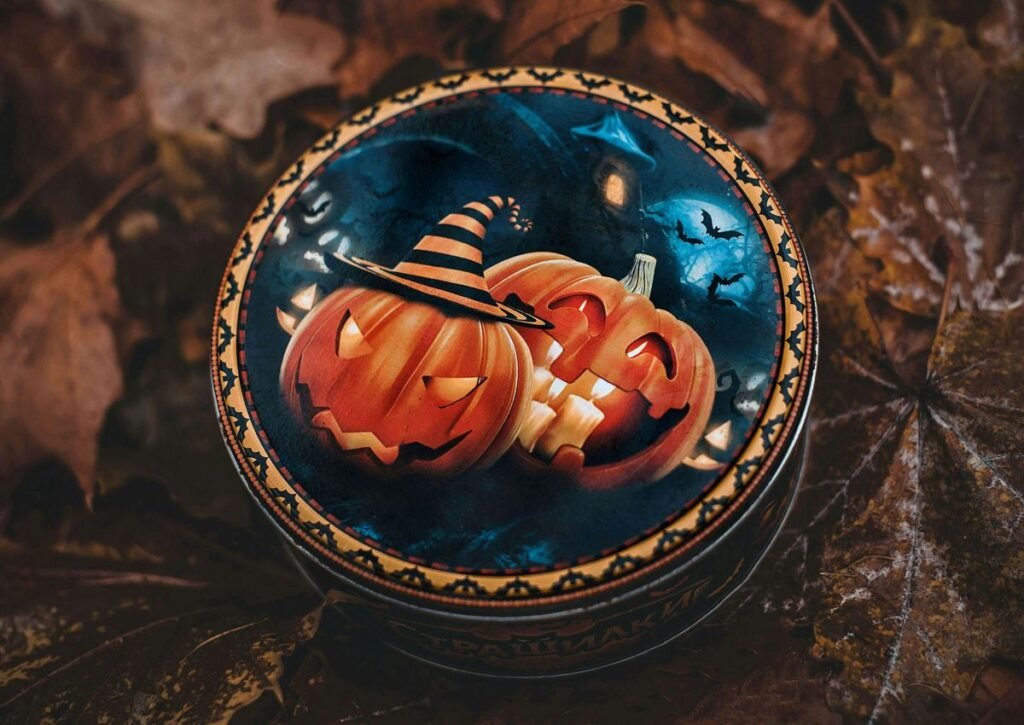 Halloween sweet tin design